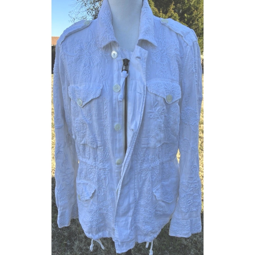 Polo Ralph Lauren Women's Small Linen Eyelet Embroidered Ivory  Vintage Jacket